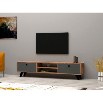 Comoda TV, Puqa Design, Tumuki, 160x37x29.6 cm, PAL, Pin Atlantic / Antracit