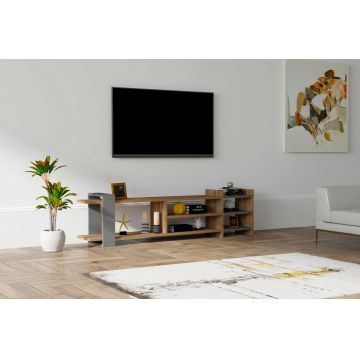Comoda TV, Puqa Design, Zeyna, 156x40x29.6 cm, PAL, Nuc / Antracit