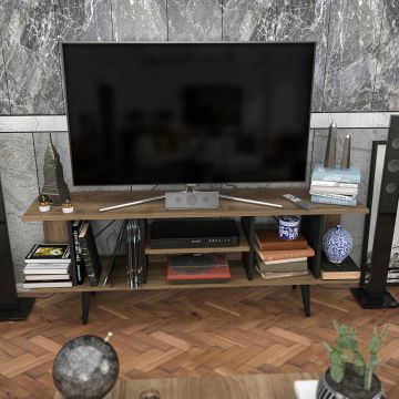 Comoda TV, Retricy, Akya, 160x35x38.6 cm, PAL, Nuc / Negru