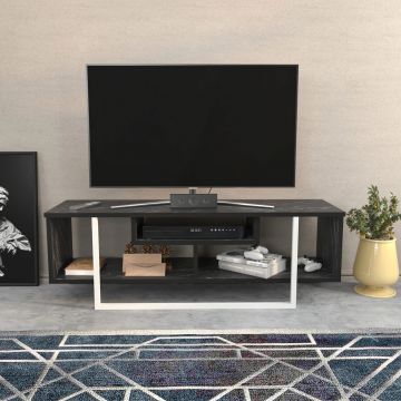 Comoda TV, Retricy, Asal 120, 120x35.2x40.2 cm, PAL, Alb/Negru