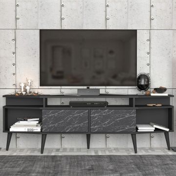 Comoda TV, Retricy, Dennis, 180x35x58.6 cm, PAL, Negru