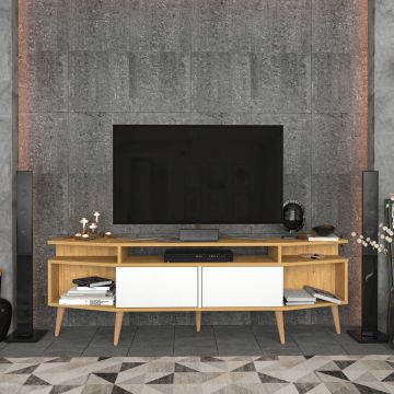 Comoda TV, Retricy, Dennis, 180x35x58.6 cm, PAL, Stejar / Alb