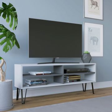 Comoda TV, Retricy, Farrar, 120x25x46.6 cm, PAL, Alb / Antracit