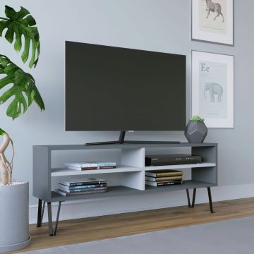 Comoda TV, Retricy, Farrar, 120x25x46.6 cm, PAL, Antracit/Alb