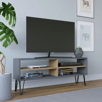 Comoda TV, Retricy, Farrar, 120x25x46.6 cm, PAL, Antracit / Stejar
