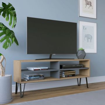Comoda TV, Retricy, Farrar, 120x25x46.6 cm, PAL, Stejar / Antracit
