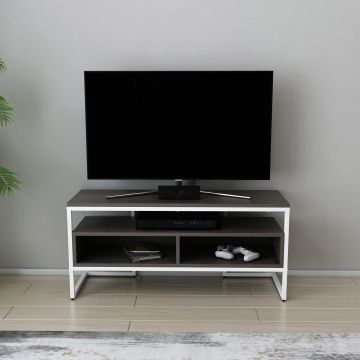 Comoda TV, Retricy, Merrion, 110x35x49.9 cm, PAL, Alb / Gri închis