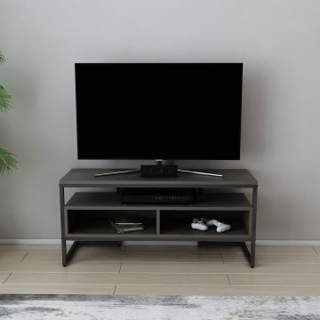 Comoda TV, Retricy, Merrion, 110x35x49.9 cm, PAL, Negru / Gri închis