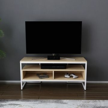Comoda TV, Retricy, Merrion, 110x35x49.9 cm, PAL, Stejar alb