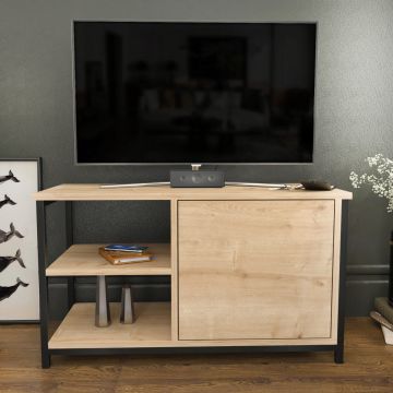 Comoda TV, Retricy, Muskegon, 89.6x35.3x50.8 cm, PAL, Negru / Stejar
