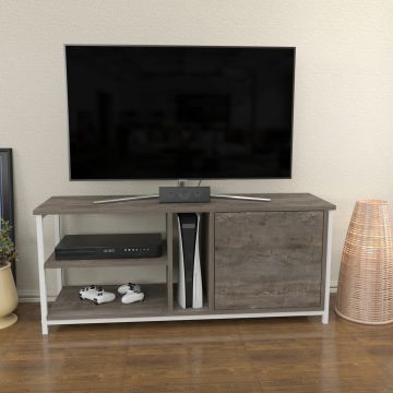 Comoda TV, Retricy, Neola, 120x35.3x50.8 cm, PAL, Alb / Gri închis