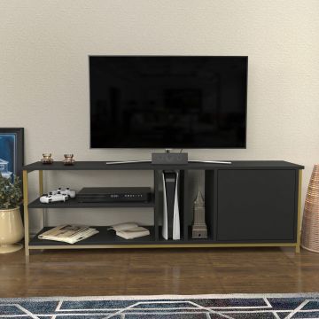 Comoda TV, Retricy, Oneida, 140x35.3x50.8 cm, PAL, Aur/Antracit