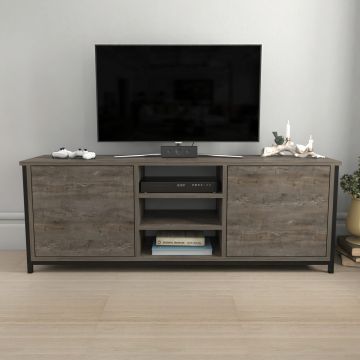 Comoda TV, Retricy, Otis, 140x35.3x50.8 cm, PAL, Negru / Gri închis