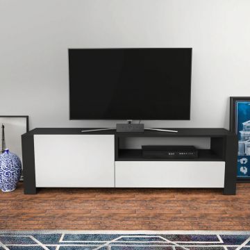 Comoda TV, Retricy, Piedmont, 160x36.8x46 cm, PAL, Antracit/Alb