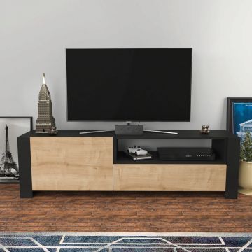 Comoda TV, Retricy, Piedmont, 160x36.8x46 cm, PAL, Antracit / Stejar