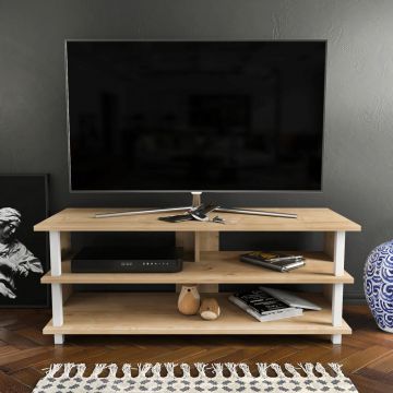 Comoda TV, Retricy, Pueblo, 120x44.6x47.4 cm, PAL, Stejar alb