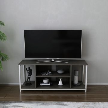 Comoda TV, Retricy, Rinaldo, 120x35x50.8 cm, PAL, Alb / Gri închis