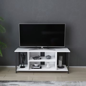 Comoda TV, Retricy, Rinaldo, 120x35x50.8 cm, PAL, Alb/Negru