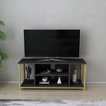 Comoda TV, Retricy, Rinaldo, 120x35x50.8 cm, PAL, Antracit / Aur