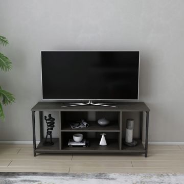 Comoda TV, Retricy, Rinaldo, 120x35x50.8 cm, PAL, Negru / Gri închis