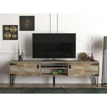 Comoda TV, Tera Home, Costa, 180x49x30 cm, PAL, Nuc / Negru