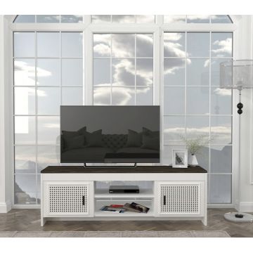 Comoda TV, Tera Home, Done, 150x48.2x35 cm, PAL, Alb/Maro închis