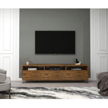 Comoda TV, Woodface, Holmes, 174x50x30 cm, Lemn, Maro