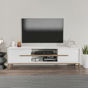 Comoda TV, Zena Home, Eslem, 120x43.6x29.6 cm, PAL, Alb/Maro
