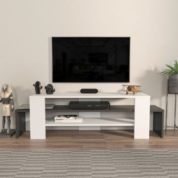 Comoda TV, Zena Home, Lenora, 150x45x35 cm, PAL, Alb / Antracit