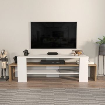 Comoda TV, Zena Home, Lenora, 150x45x35 cm, PAL, Alb/Maro