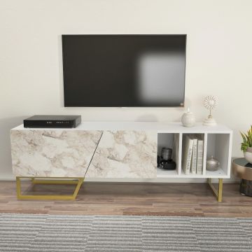 Comoda TV, Zena Home, Linossa, 150x50.5x35 cm, PAL, Alb