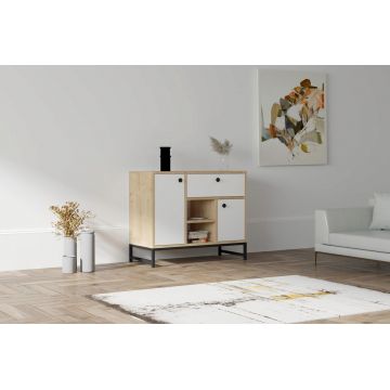 Consola, Puqa Design, İnci, 90x75x40 cm, PAL, Alb/Negru