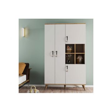 Dulap multifunctional, Tanmob, GRD0103, 106x174x47 cm, PAL , Alb/Pin Atlantic