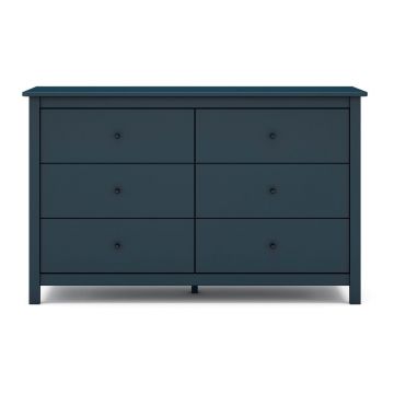 Comodă albastru-închis joasă din lemn masiv de pin 130x80 cm Misti – Marckeric Comodă albastru-închis joasă din lemn masiv de pin 130x80 cm Misti – Marckeric