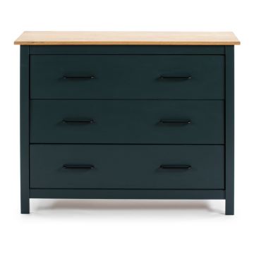 Comodă albastru-închis joasă din lemn masiv de pin 100x80 cm Miranda – Marckeric
