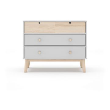 Comodă pentru copii albă joasă 100x81 cm Estefania – Marckeric