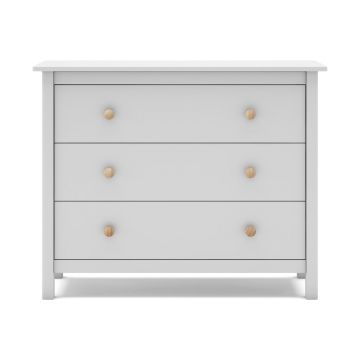 Comodă pentru copii albă joasă din lemn de pin 100x80 cm Max – Marckeric