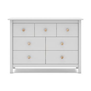 Comodă pentru copii albă joasă din lemn de pin 110x80 cm Max – Marckeric
