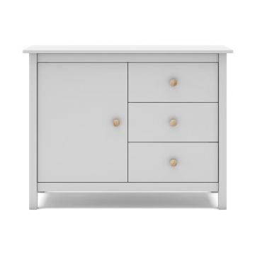 Comodă pentru copii albă joasă din lemn de pin 90x80 cm Max – Marckeric