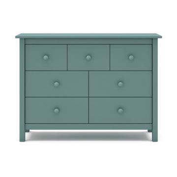 Comodă pentru copii în culoarea petrolului joasă din lemn de pin 110x80 cm Max – Marckeric