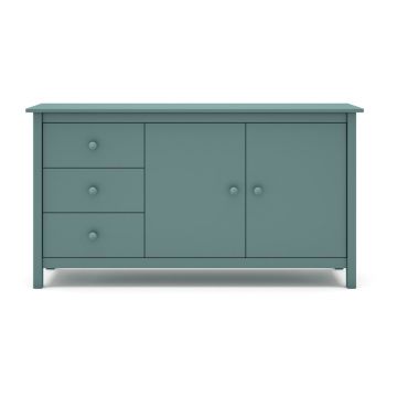 Comodă pentru copii în culoarea petrolului joasă din lemn de pin 130x80 cm Max – Marckeric