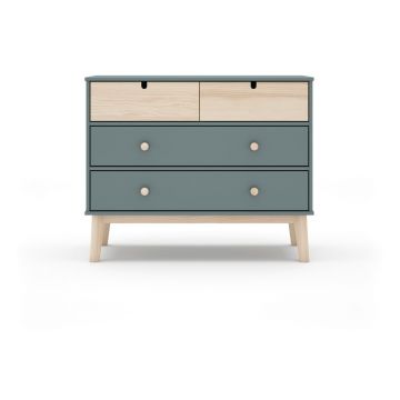 Comodă pentru copii verde joasă 100x81 cm Estefania – Marckeric