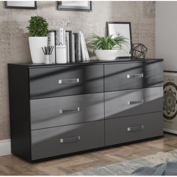 Comoda Delice Gri Wolfram Uni Si Stejar Negru, 150 Cm