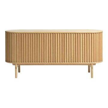 Comodă în culoare naturală joasă cu aspect de lemn de stejar 160x73 cm Carno – Unique Furniture