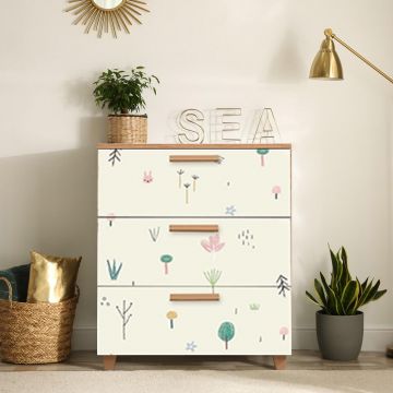 Comoda Leva Gravis Colorblock Dresser, Stejar, 43x95x80 cm