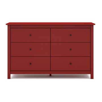 Comodă roșie joasă din lemn de pin 130x80 cm Misti – Marckeric