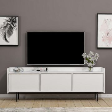 COMODA TV Atlas - White, Alb, 184x63x37 cm