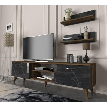 COMODA TV Ayden - Marble, Nuc, 150x40x30 cm