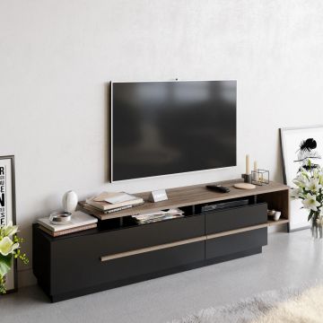 Comoda Tv Deniz, Negru, 180 x 46 x 39 cm
