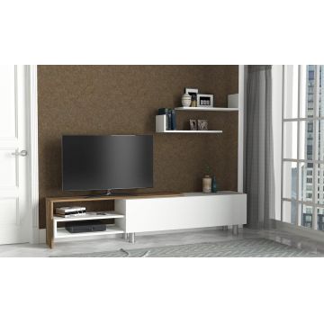 COMODA TV Dizayn - White, Walnut, Alb, 180x41x31 cm